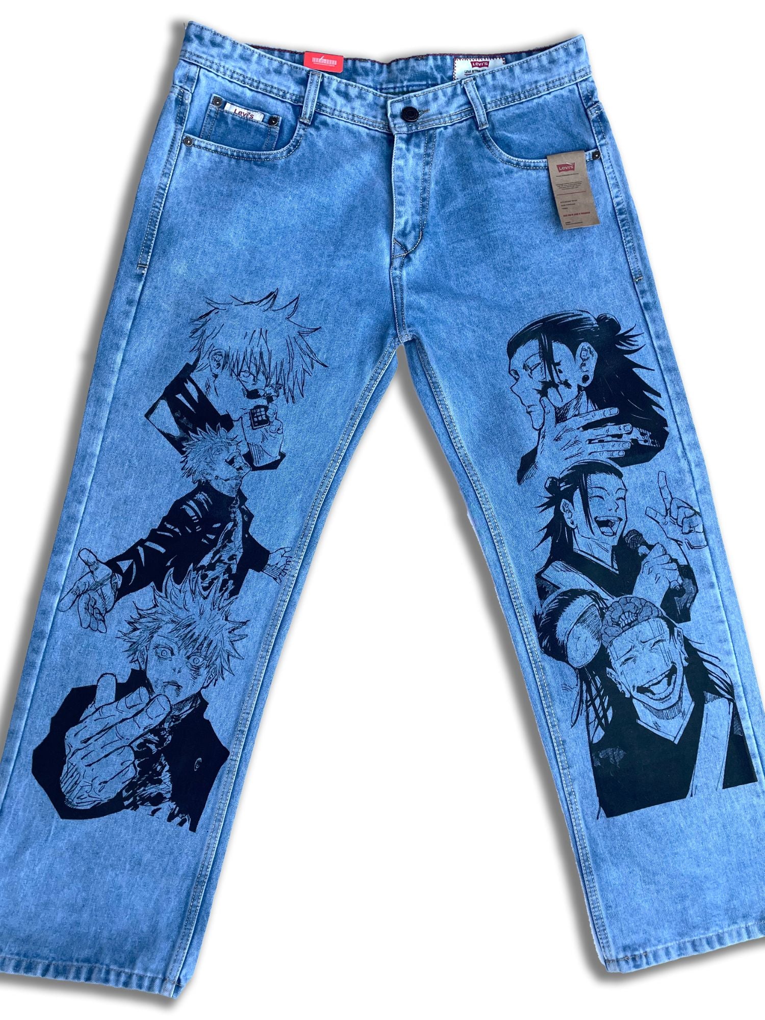 Gojo x Geto: Printed Jujutsu Kaisen Blue Denim Jeans