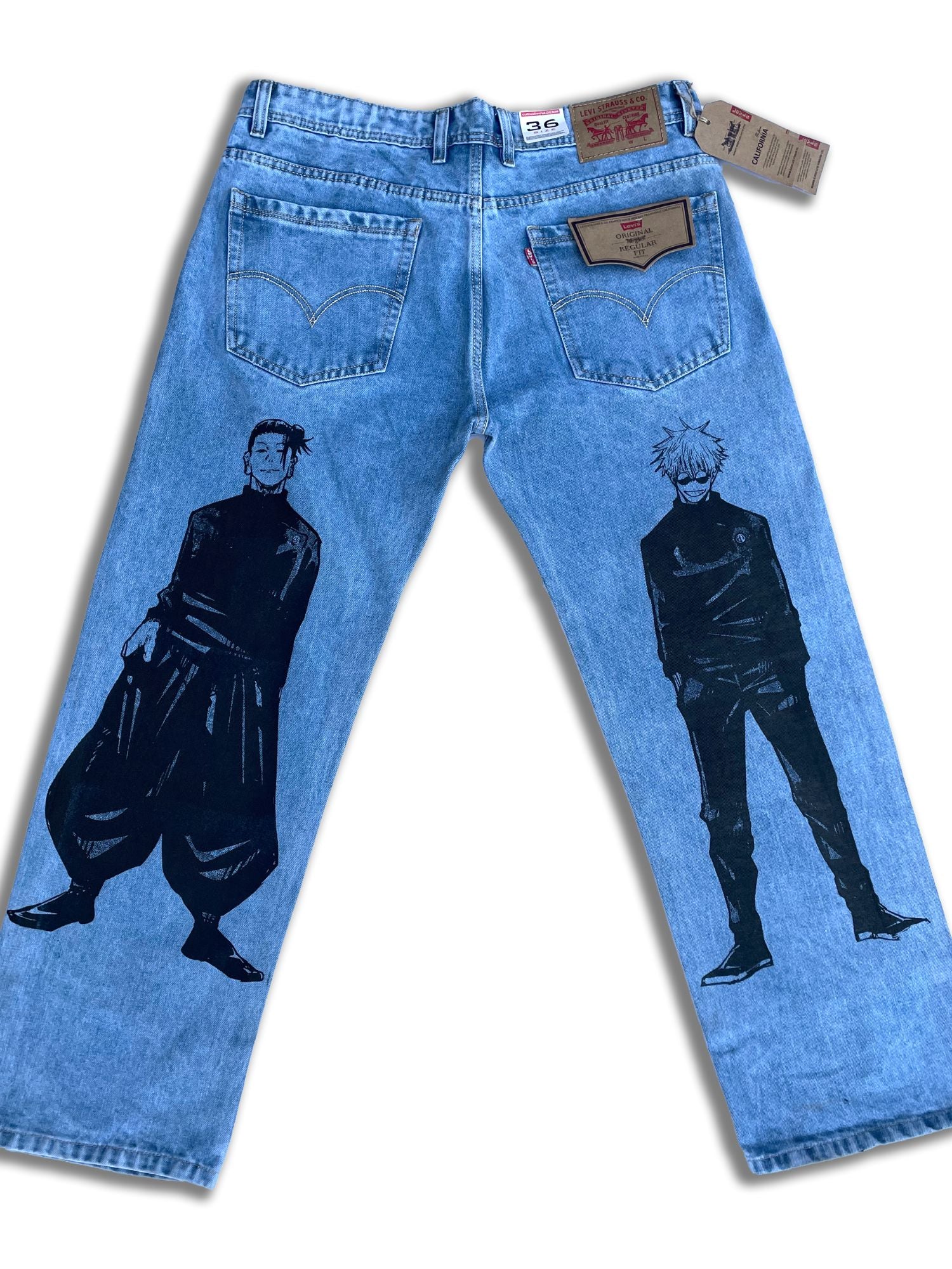 Gojo x Geto: Printed Jujutsu Kaisen Blue Denim Jeans